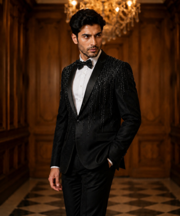 Metallic Rain Beadwork Tuxedo