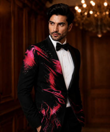 Charcoal Grey Embellished Tuxedo