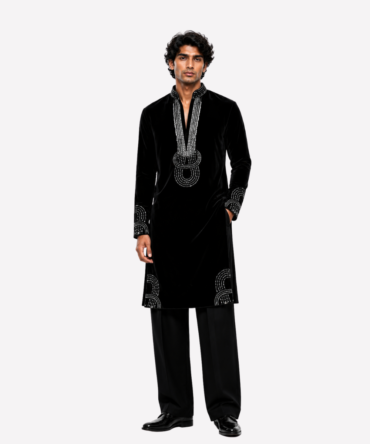 Black V-Neck Kurta