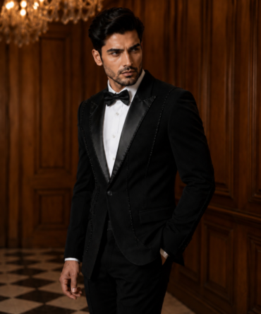 Jet Black Peak Lapel Tuxedo